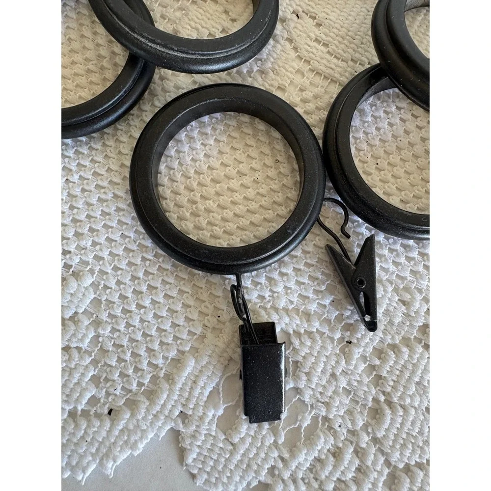 Set of 20 Matte Black Curtain Clip Rings 1.5 Inch Inner Diameter Drapery